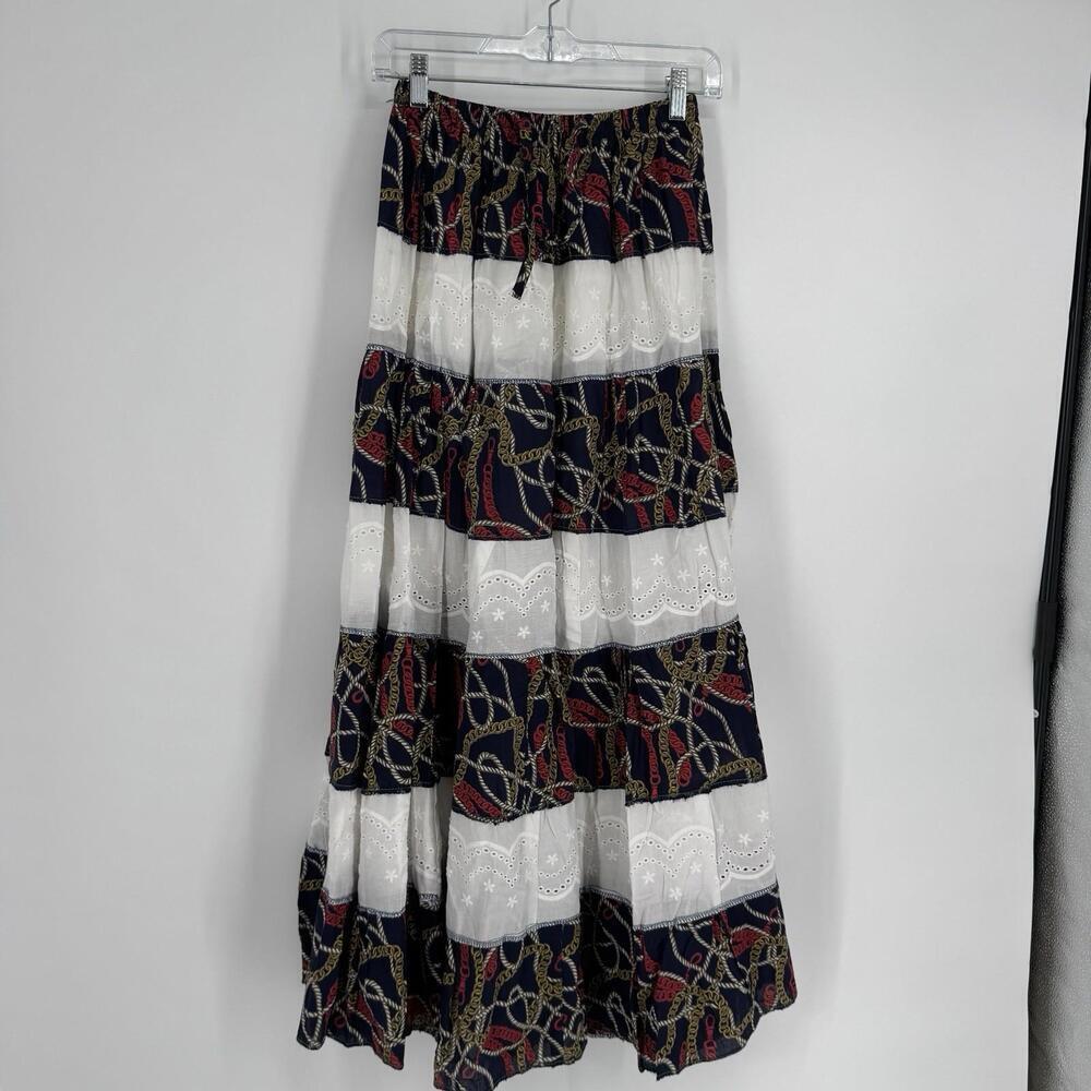 Vintage 90s y2k maxi skirt small S tiered equestrian old money full festival